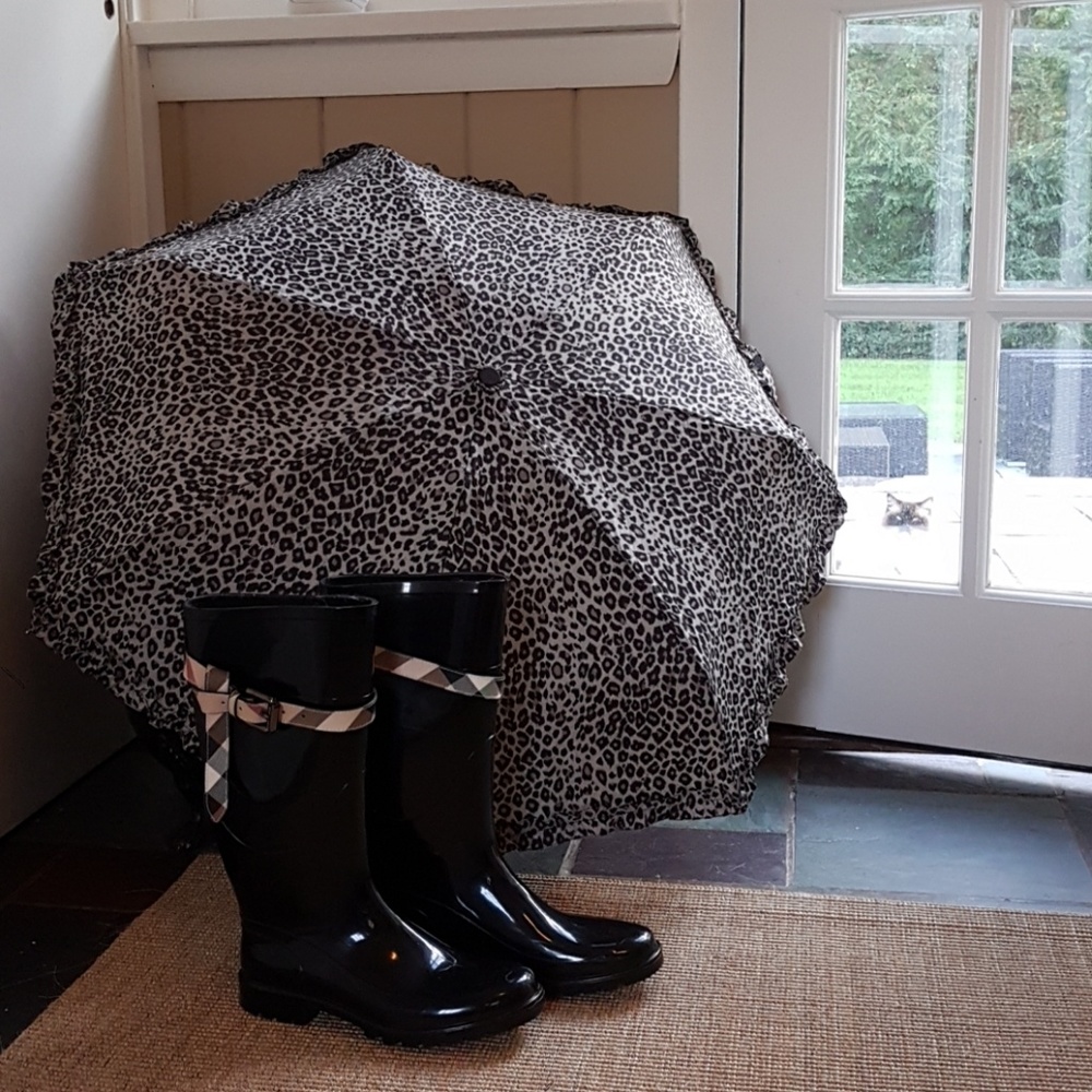 Black Burberry Rain Boot with Buckle